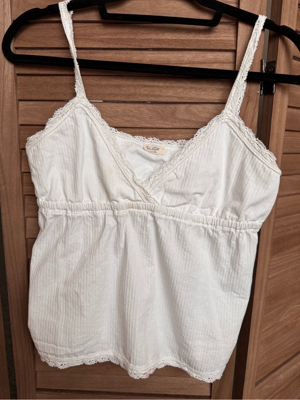Brandy Melville White Cotton Lace-Trim Cami